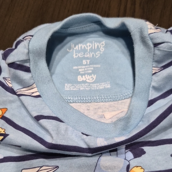 Jumping Beans Blue Striped T-Shirt with Cartoon Design - Picture 2 of 3